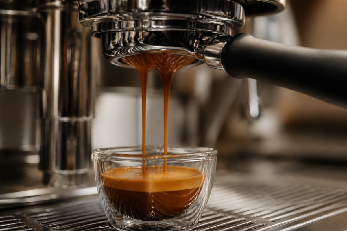 Analog brew pressure gauge during a lever espresso extraction