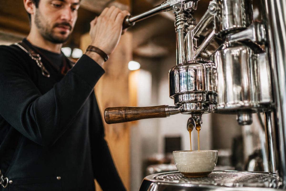 Lever espresso machine setup showing manual workflow and brew hardware